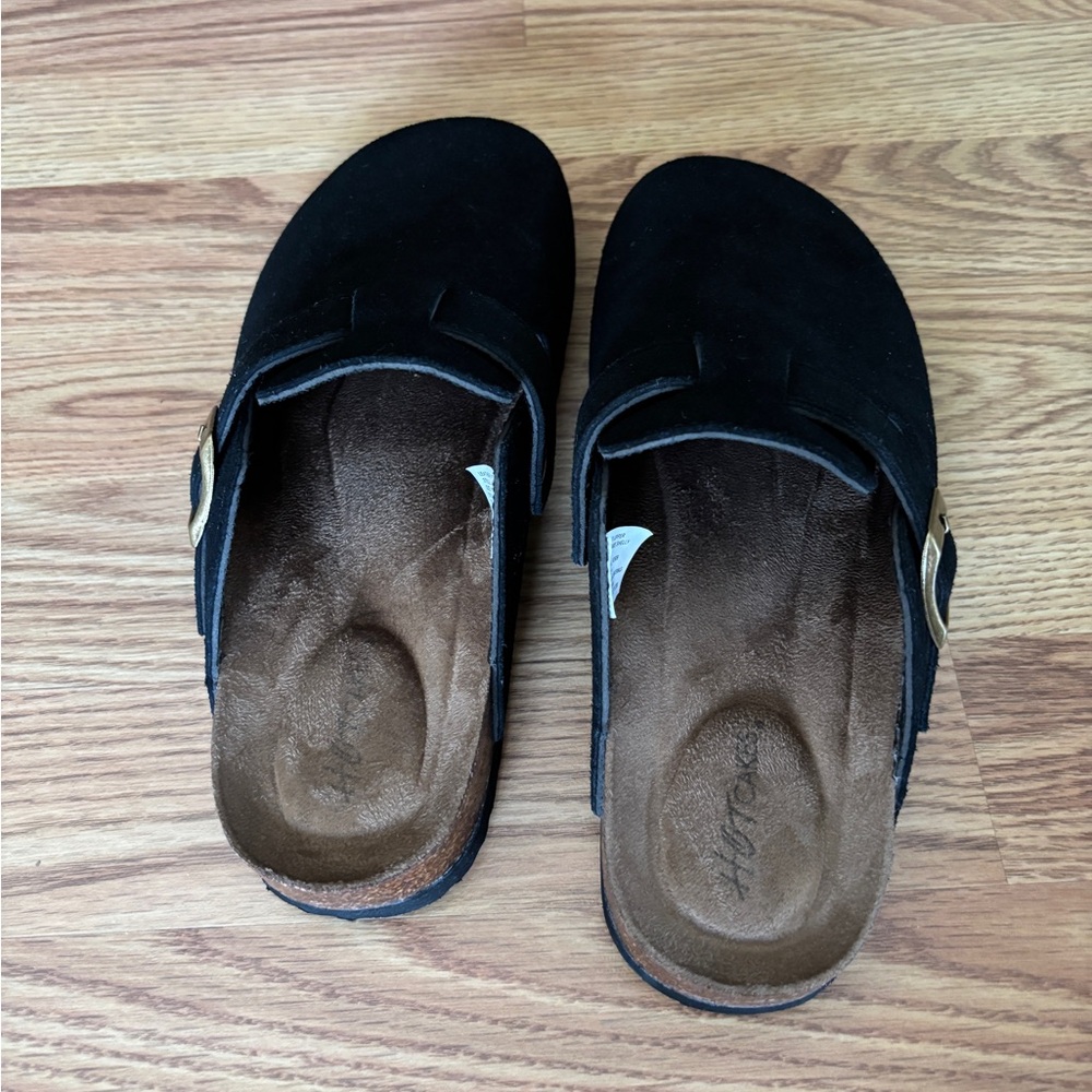 Black Suede Slip-On Clogs - Picture 7 of 7